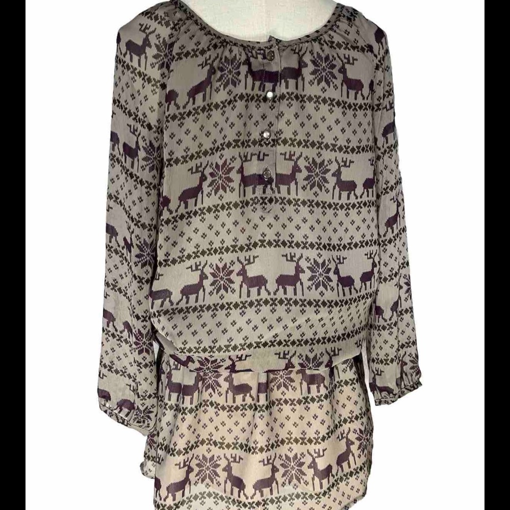 Chocol Raffine Robe • Women’s 3/4 sleeve Rain Deer Robe